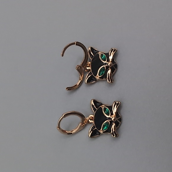 NWOT Statement Halloween Jewelry Black Cat Brooch with Black Cat Earrings - Picture 5 of 9